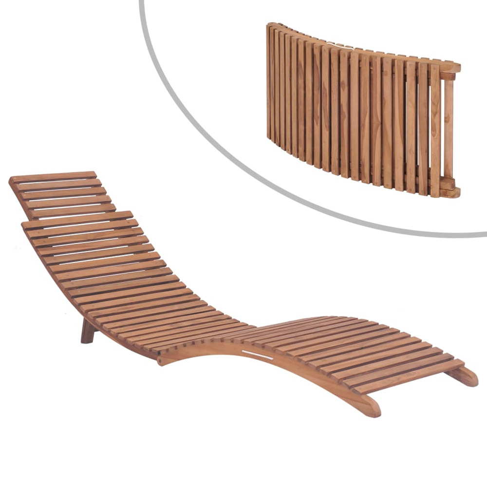 Chaise longue pliable bois de teck solide bain de soleil