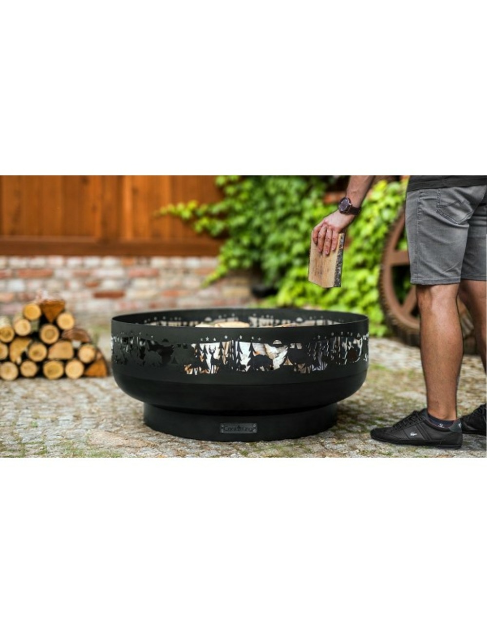 Brasero de jardin forest décoré forêt en acier 80 cm-braséro seul-80 --