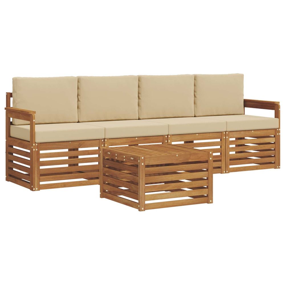 Ensemble de canapés d'extérieur 5 pc naturel et beige