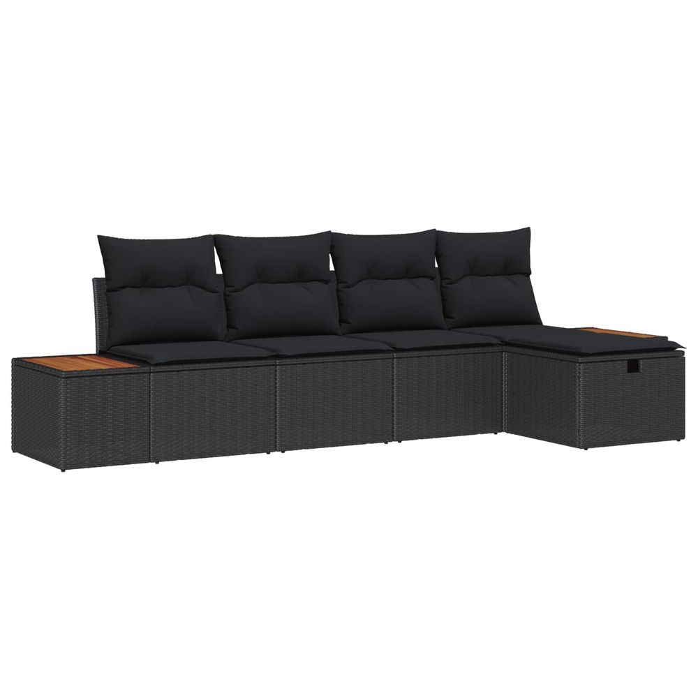 Ensemble de canapé de jardin 5 pc noir polyrotin
