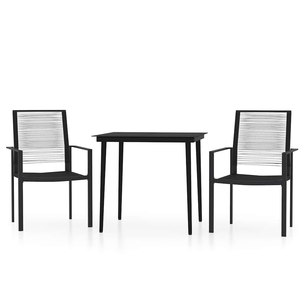 Ensemble à manger de jardin 3 pcs noir