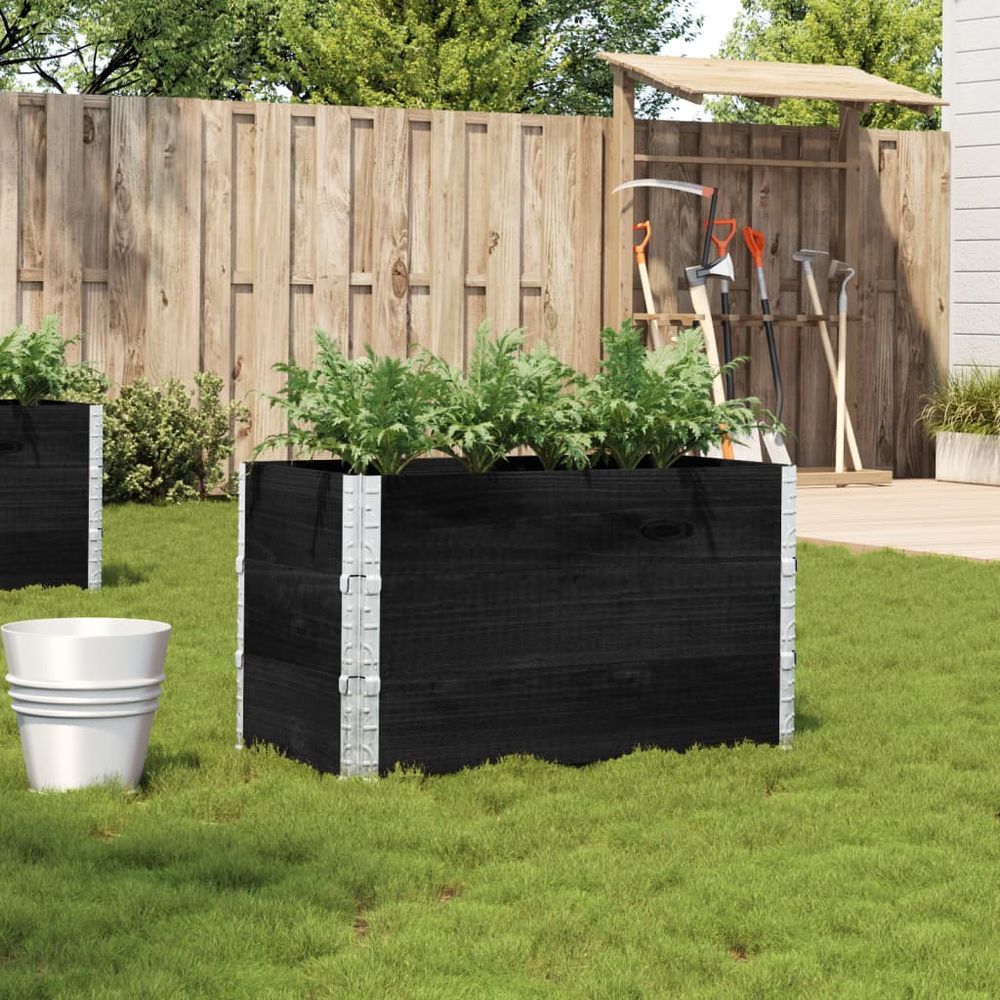 Jardinière haute noire en bois de pin massif pour balcon potager pliable 100x50x60,5 cm