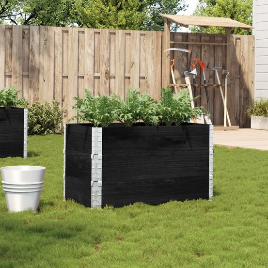 Jardinière haute noire en bois de pin massif pour balcon potager pliable 100x50x60,5 cm