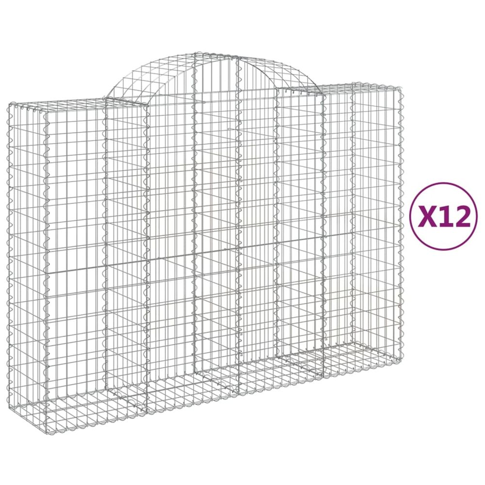 Paniers à gabions arqués 12 pcs 200x50x140/160 cm fer galvanisé
