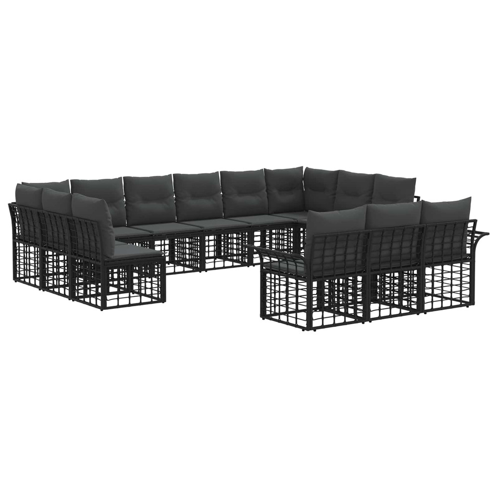 Ensemble de canapés d'extérieur 13 pcs noir et gris foncé