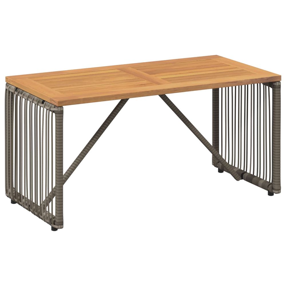 Table de jardin gris et marron 80 x 40 x 40 cm polyrotin