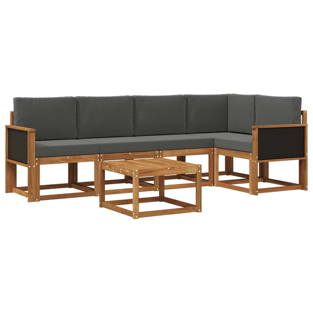 Ensemble de canapés d'extérieur 6 pc naturel et anthracite