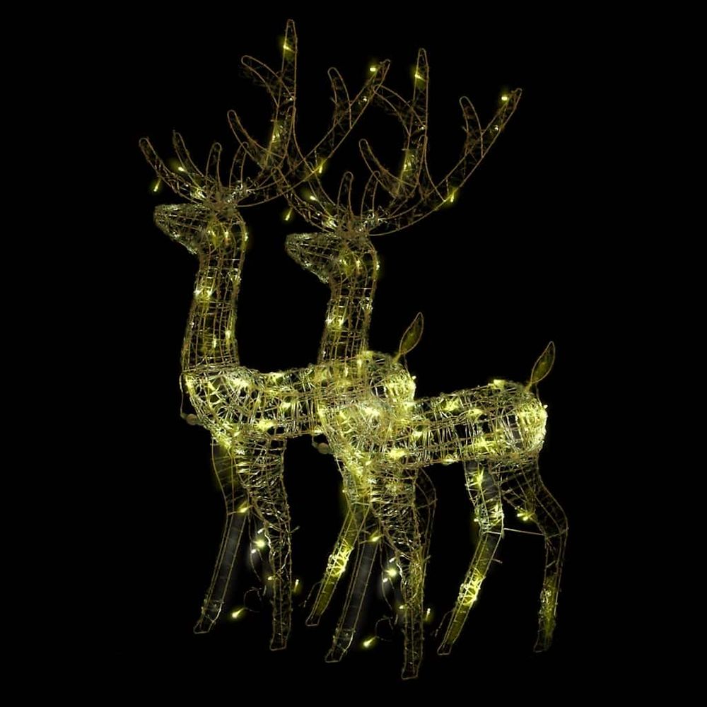 Décorations de noël de renne acrylique 2 pcs 128 cm blanc chaud