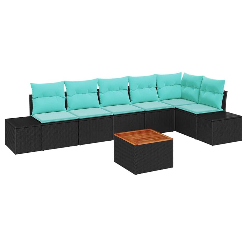 Ensemble de canapé de jardin 7 pc noir et turquoise