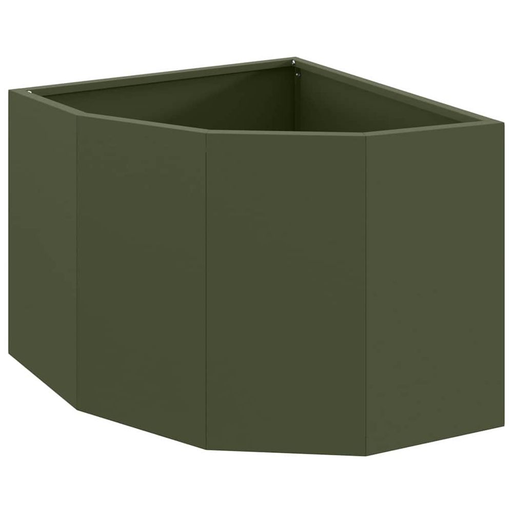 Jardinière d'angle vert olive 45 x 45 x 35 cm acier