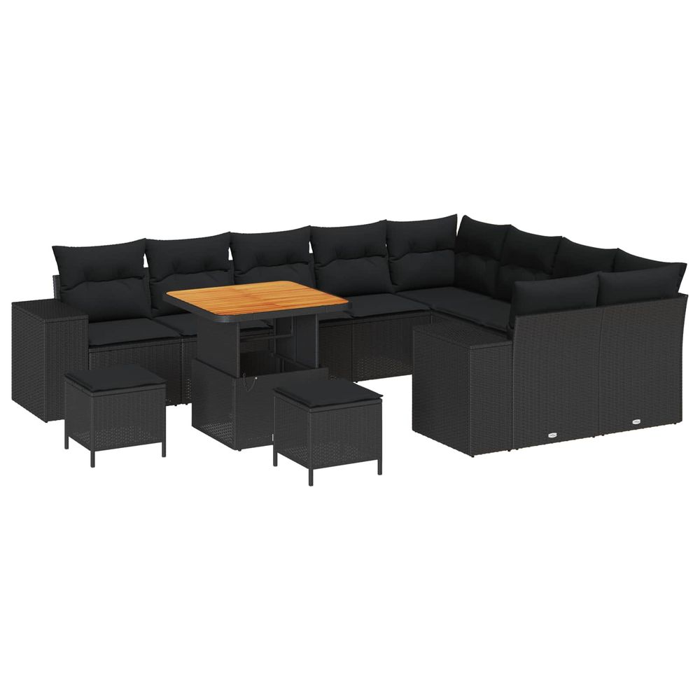 Ensemble de canapé de jardin 12 pc noir polyrotin