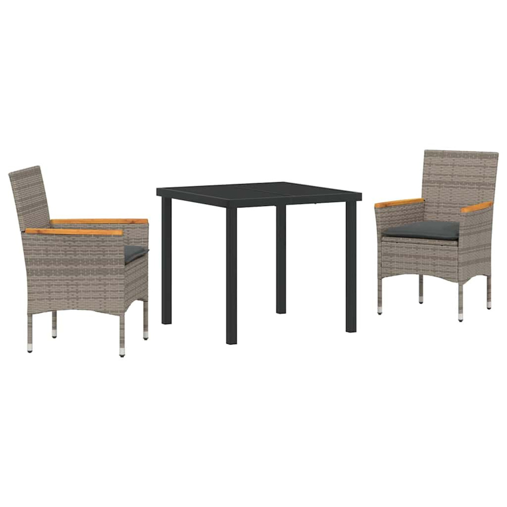 Ensemble de salle à manger pour jardin 3 pcs gris polyrotin