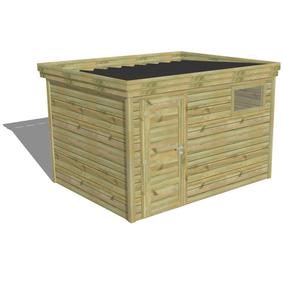 Abri de jardin bois pin traité autoclave 27mm - 3,44x2,64m / 9m2 - bac acier - abri français