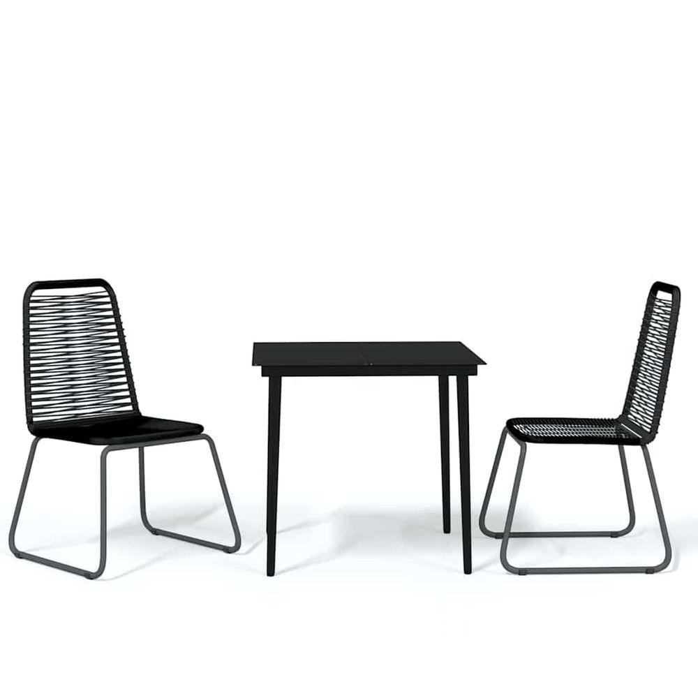 Ensemble à manger de jardin 3 pcs noir