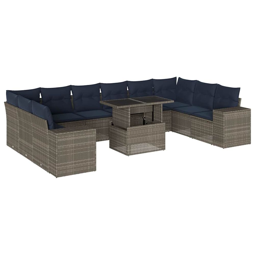 Ensemble de canapé de jardin 11 pcs avec coussins gris