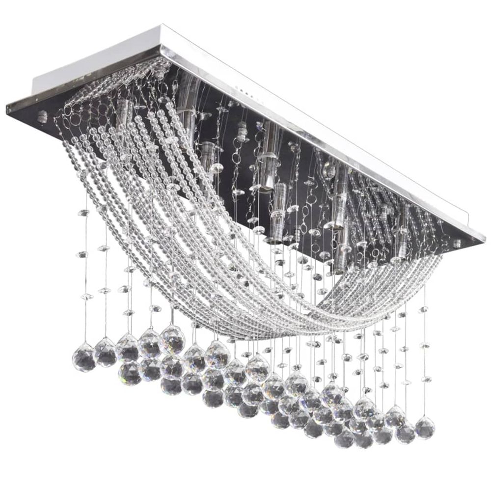 Plafonnier avec perles en verre cristal étincelant blanc 8 x g9 29 cm