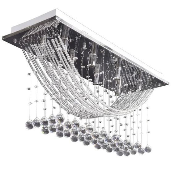 Plafonnier avec perles en verre cristal étincelant blanc 8 x g9 29 cm
