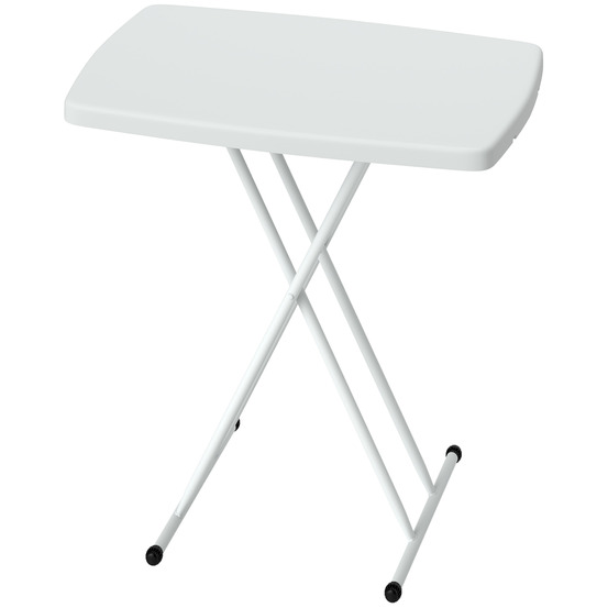 Table de jardin, table d'extérieur portable en plastique et métal, table de bistrot, pour terrasse, jardin, blanche