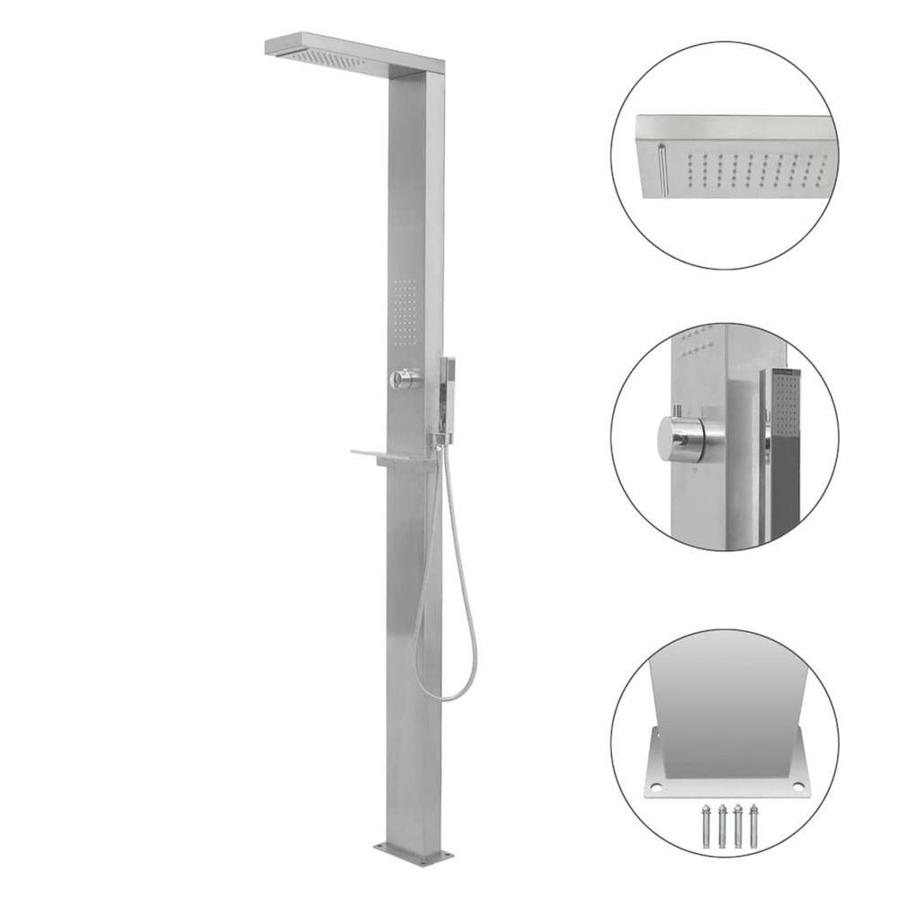 Douche d'extérieur acier inoxydable carré