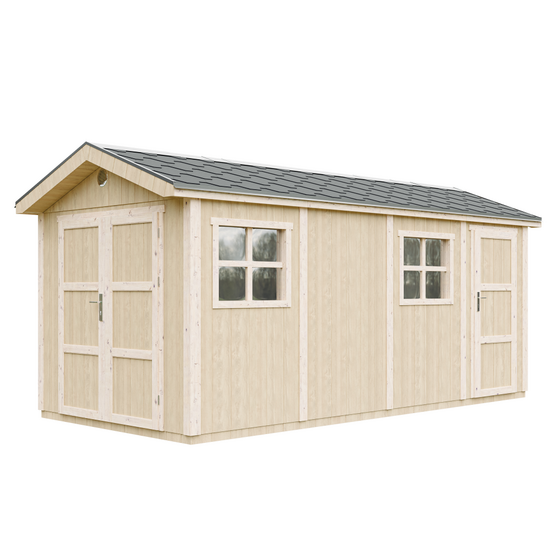 Abri de jardin qualité premium 8.52 + 2.95 m² - h252x250x530 cm - construction de panneaux lp smartside - timbela m915c