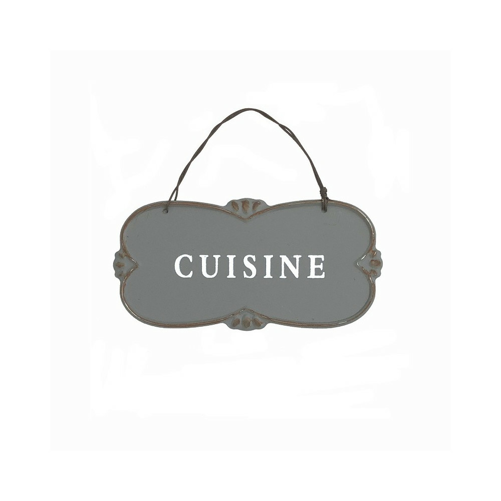 Plaque de porte décorative vintage cuisine fer gris 12x7cm