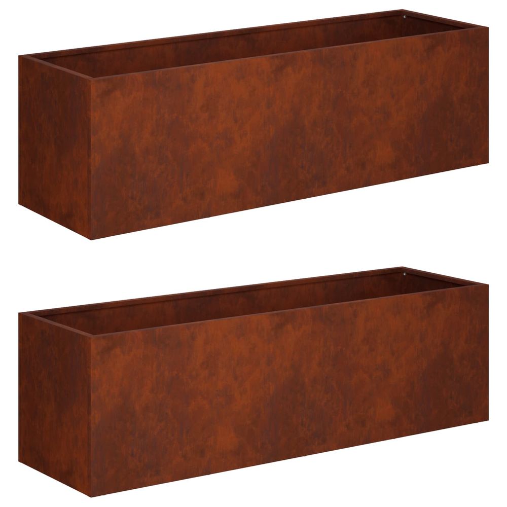 Cache-pot de jardin 2 pc rouillé 80 x 30 x 30 cm acier patiné