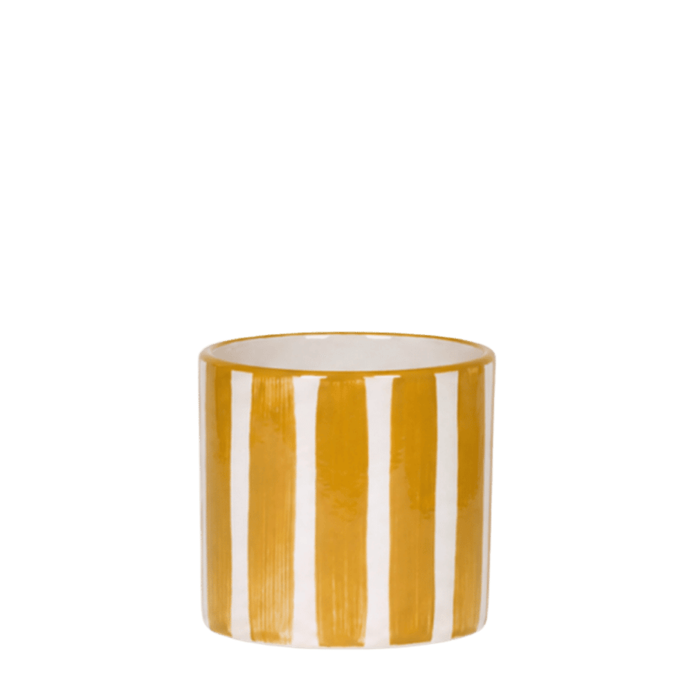 Cache-pot painted stripe jaune ocre - ø6 cm