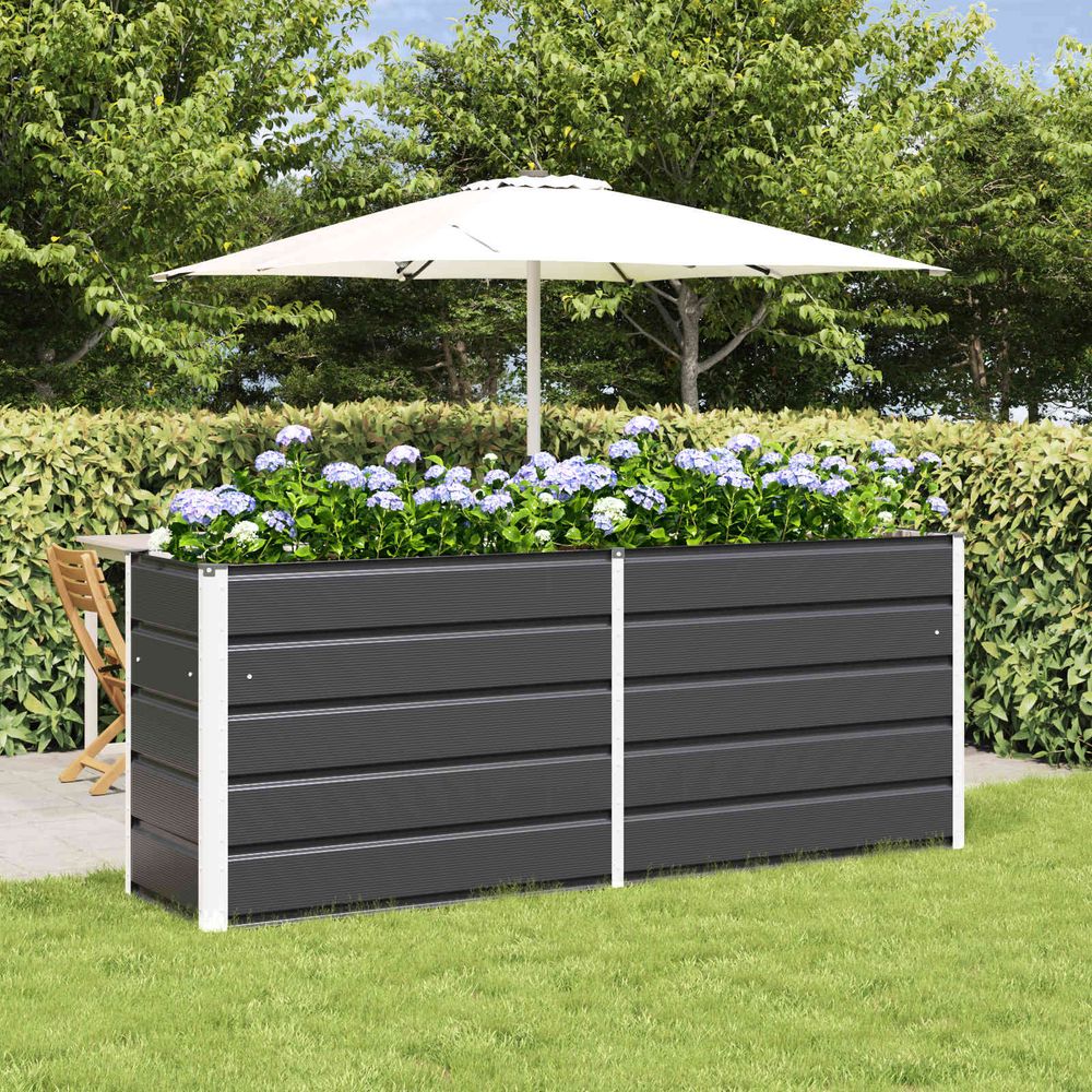 Grand potager surélevé acier galvanisé bac de culture xxl 195x50x77 cm anthracite