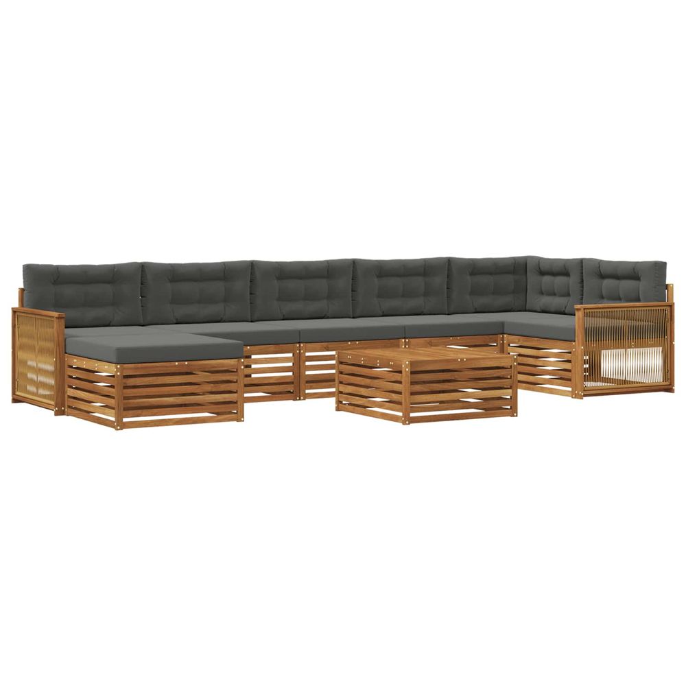 Ensemble de canapés d'extérieur 8 pc naturel et anthracite