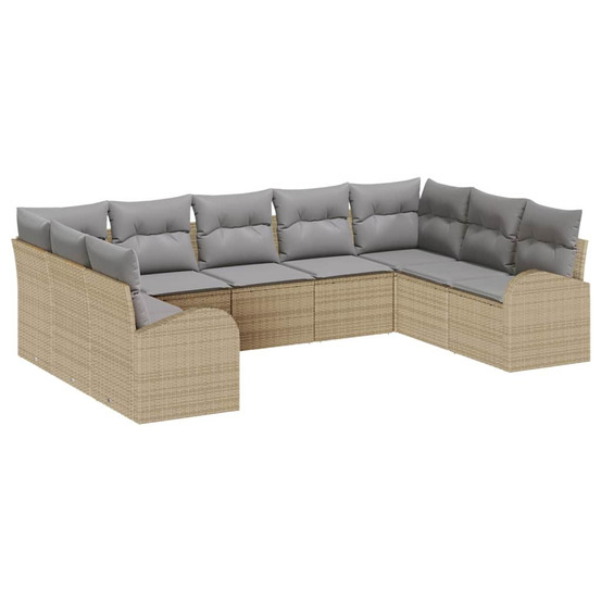 Ensemble de canapé de jardin 9 pcs beige et gris clair