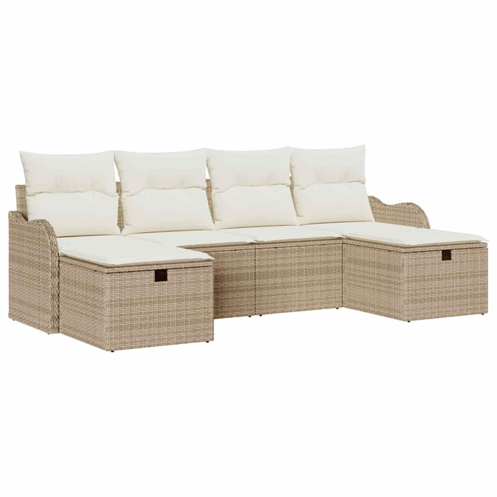 Ensemble de canapés avec coussin 6 pcs beige et crème polyrotin