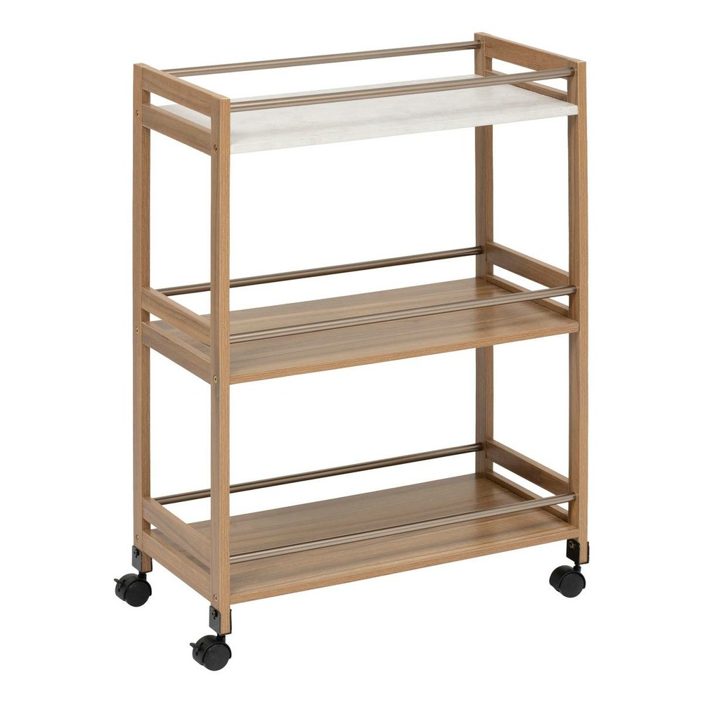 5five - desserte 3 niveaux come l30cm bois et effet marbre