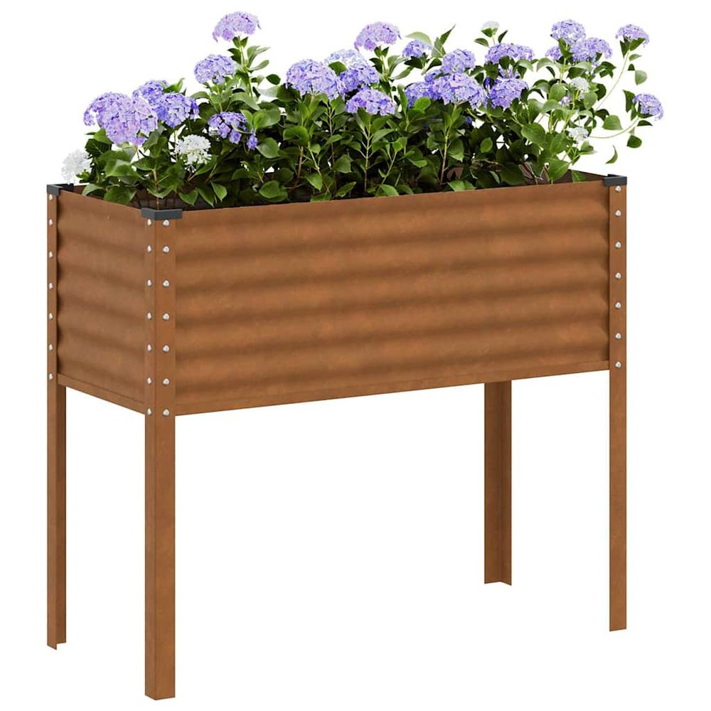 Potager surélevé acier corten design industriel 100x45x90cm brun