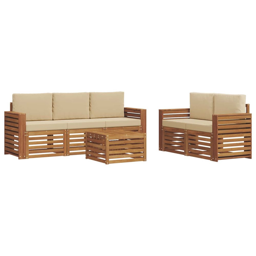 Ensemble de canapés d'extérieur 6 pc naturel et beige