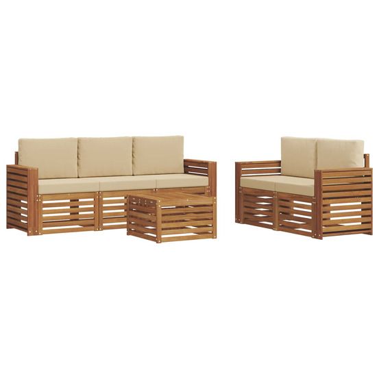 Ensemble de canapés d'extérieur 6 pc naturel et beige