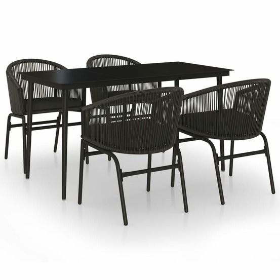 Ensemble à manger de jardin 5 pcs noir