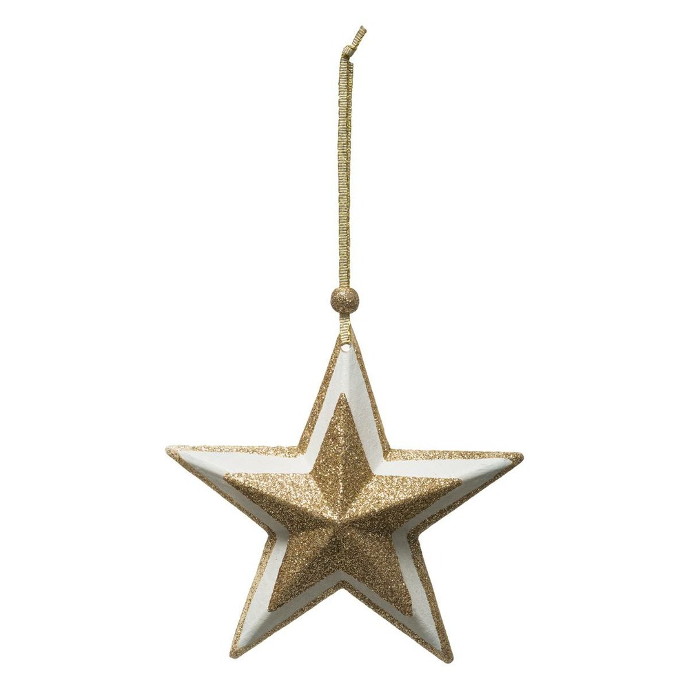 Sujet de noël bois étoile superposé blanc 9 cm