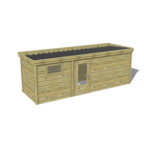 Abri de jardin bois pin traité autoclave 27mm - 6,395x2,14m / 14m2 - bac acier - abri français