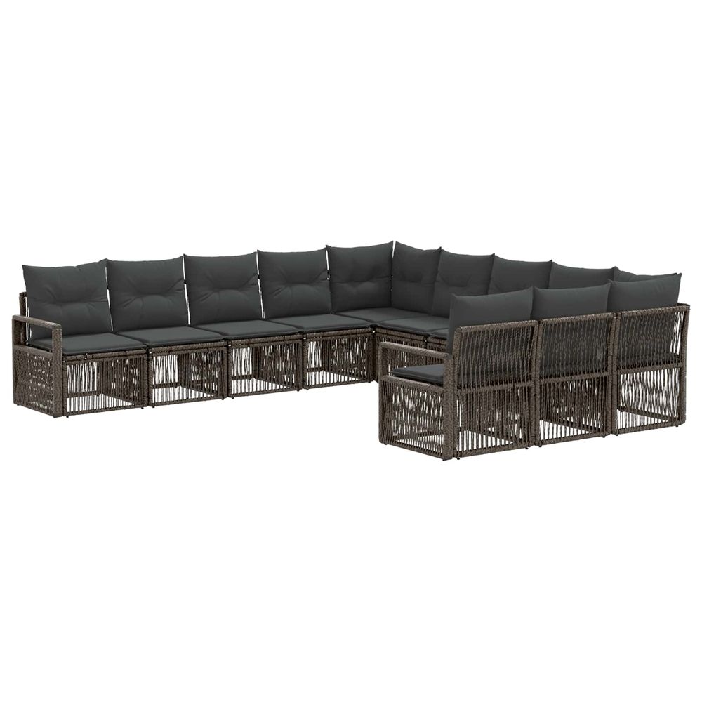 Ensemble de canapé de jardin 11 pc gris polyrotin