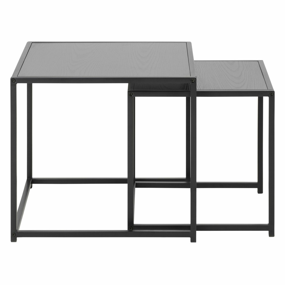 Duo de tables d'appoint encastrables en mdf et métal - noir