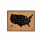 Carte en liège - woody map natural usa / 60 x 45 cm / noir / cadre noir