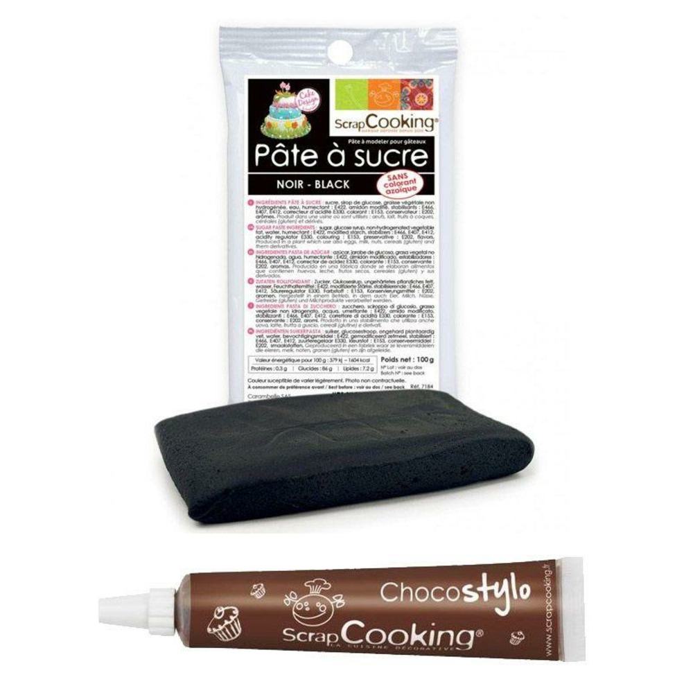 Stylo chocolat + pâte à sucre noire 100 g