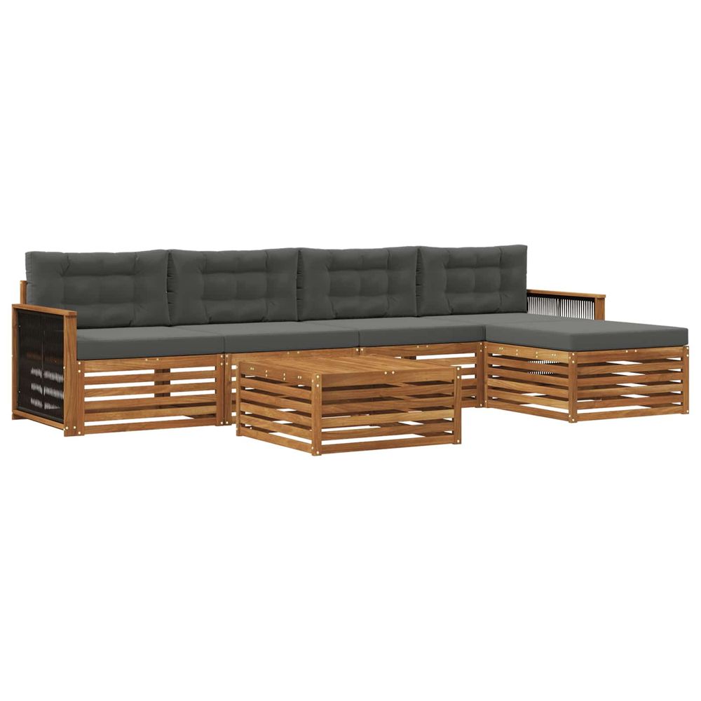 Ensemble de canapés d'extérieur 6 pc naturel et anthracite
