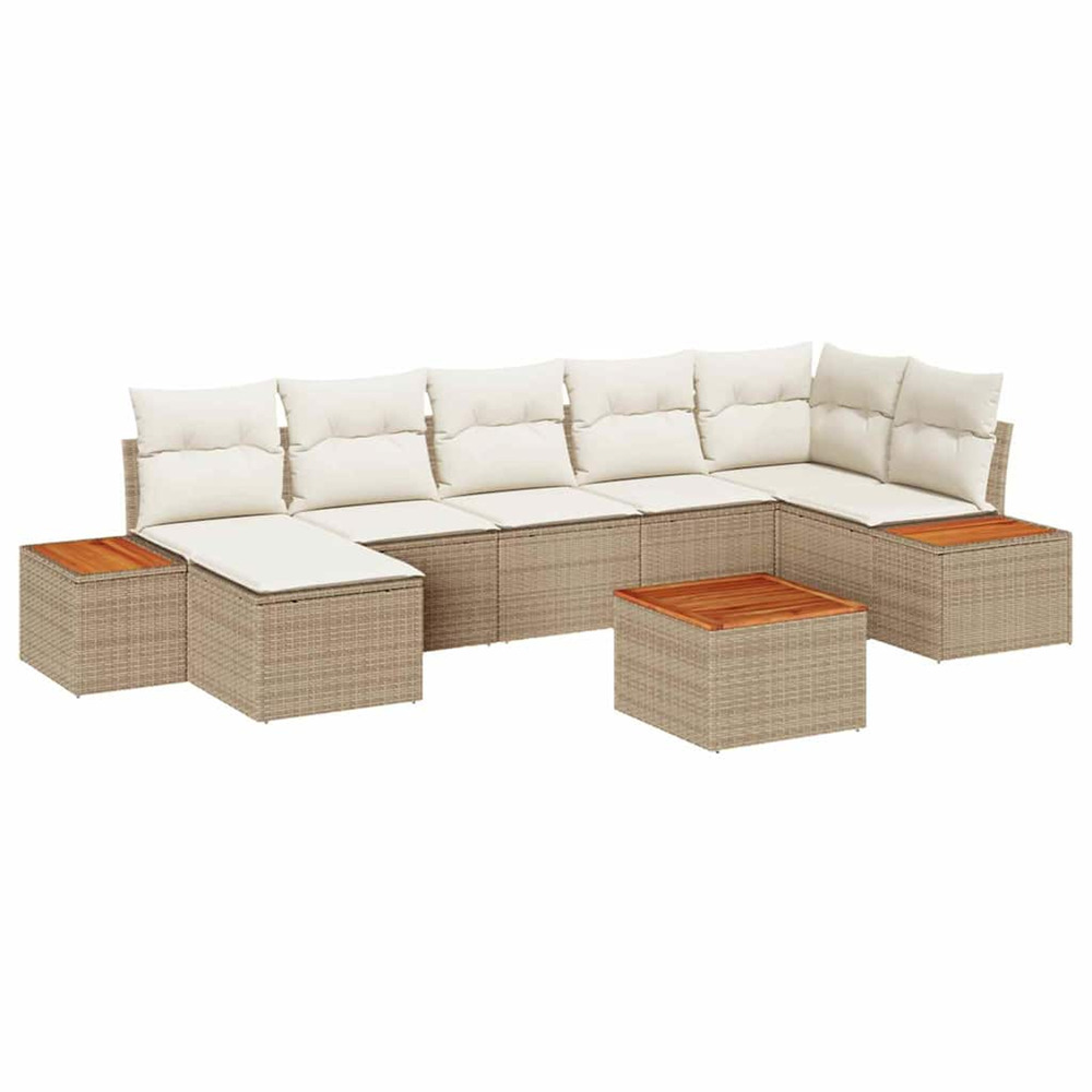 Ensemble de canapé de jardin 8 pcs beige et crème poly rattan