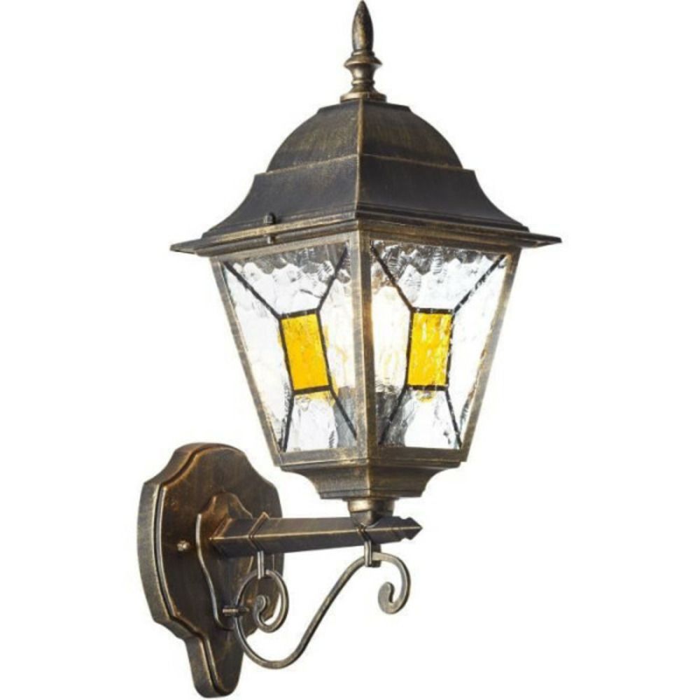 Applique extérieure montante - - janel - métal/verre - noir dore - ip44