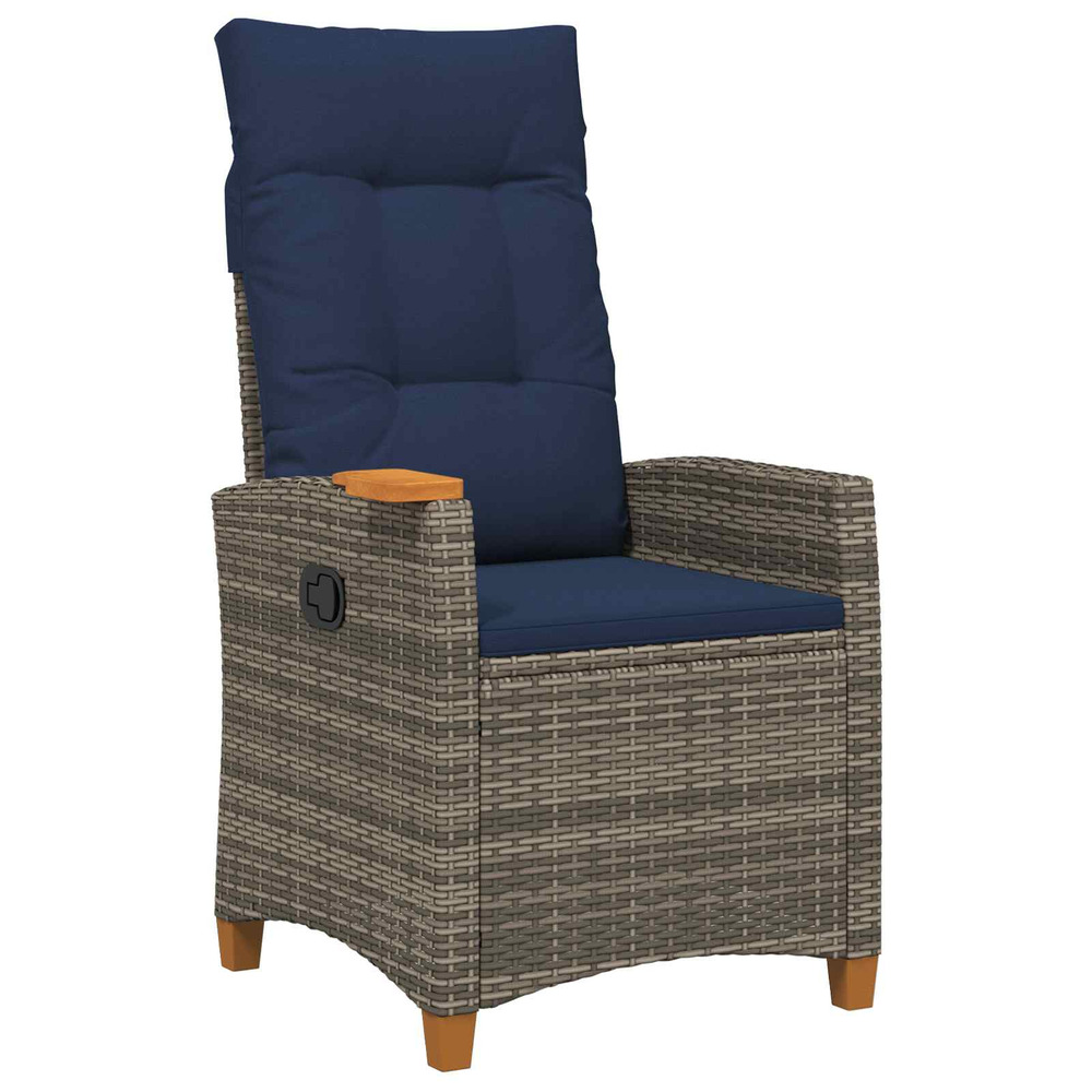 Chaise inclinable avec plateau à thé 62 x 64 x 112 cm polyrotin