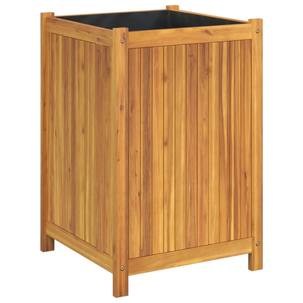 Jardinière d'extérieur avec doublure 50x50x75 cm bois massif d'acacia