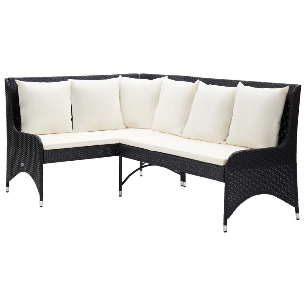 Canapés d'angle de jardin 2 pcs résine tressée noir