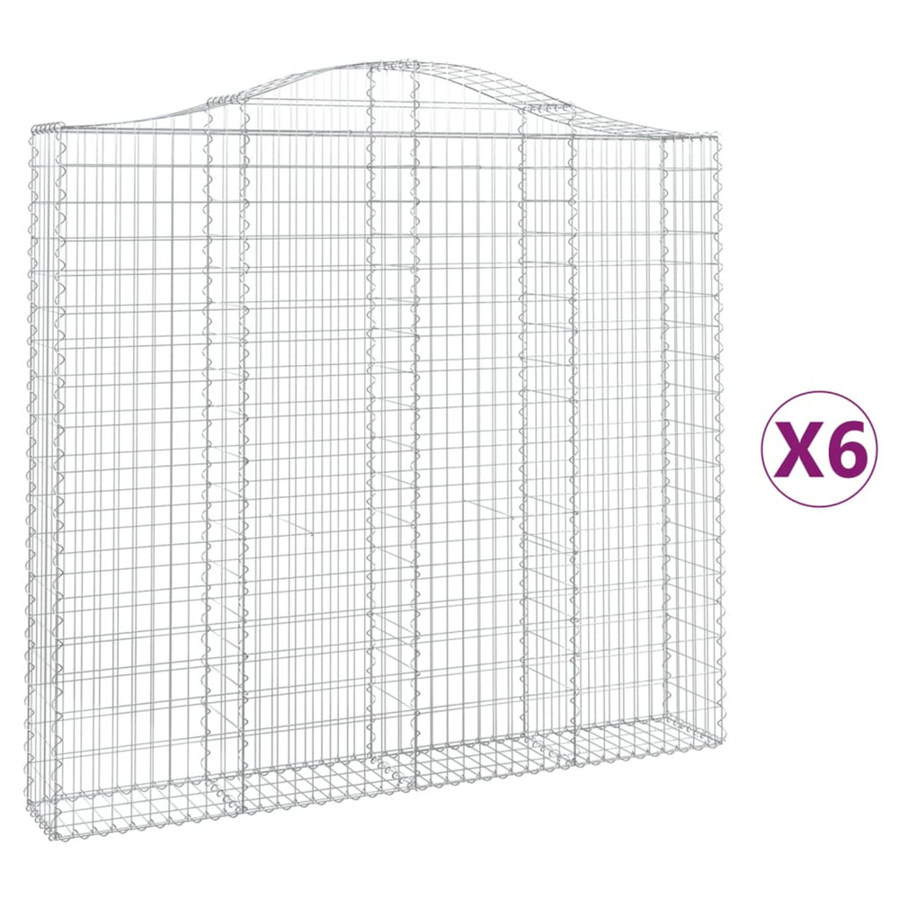 Paniers à gabions arqués 6 pcs 200x30x180/200 cm fer galvanisé