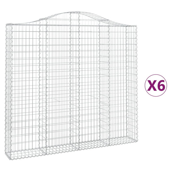 Paniers à gabions arqués 6 pcs 200x30x180/200 cm fer galvanisé
